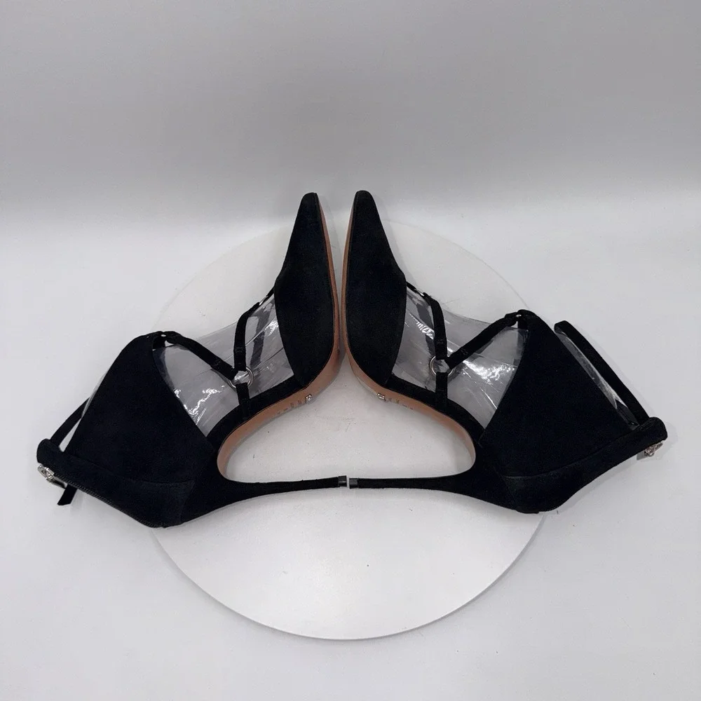 Schutz Black Dezi Strappy Suede Point Toe Stiletto Pumps Women's Size 9B